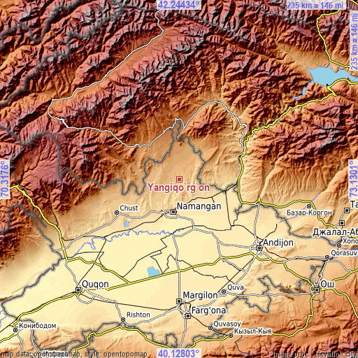 Topographic map of Yangiqo‘rg‘on
