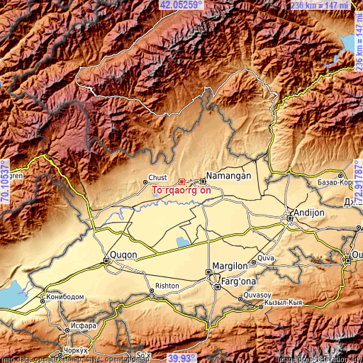 Topographic map of To‘rqao‘rg‘on