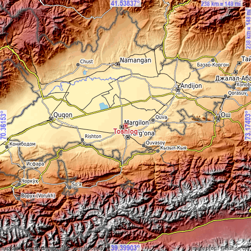 Topographic map of Toshloq