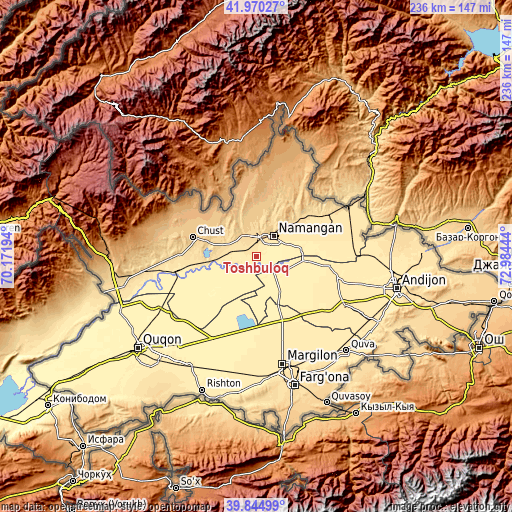 Topographic map of Toshbuloq
