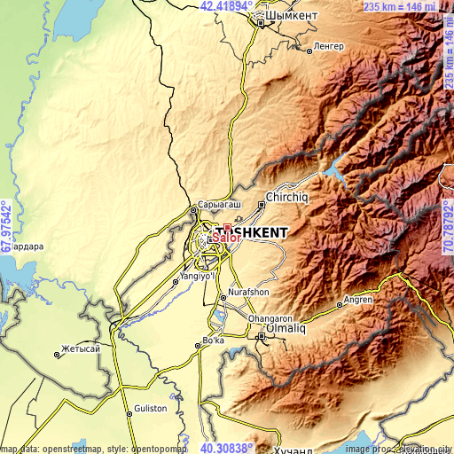 Topographic map of Salor