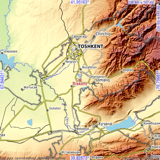 Topographic map of Piskent