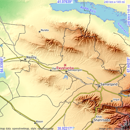 Topographic map of Payshanba