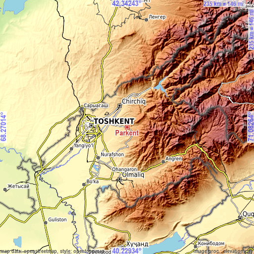 Topographic map of Parkent