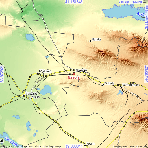 Topographic map of Navoiy