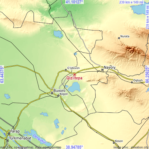 Topographic map of Qiziltepa