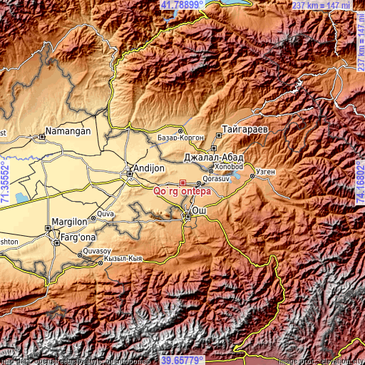 Topographic map of Qo‘rg‘ontepa