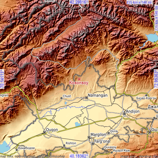 Topographic map of Kosonsoy