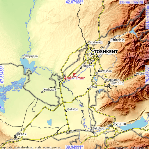 Topographic map of Amir Timur