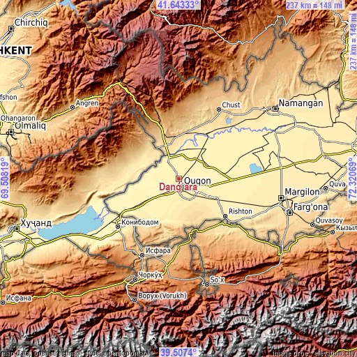 Topographic map of Dang‘ara