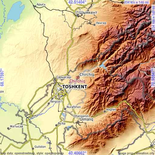 Topographic map of Chirchiq