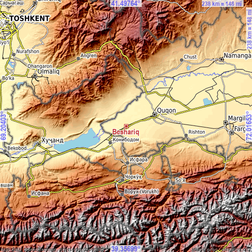 Topographic map of Beshariq