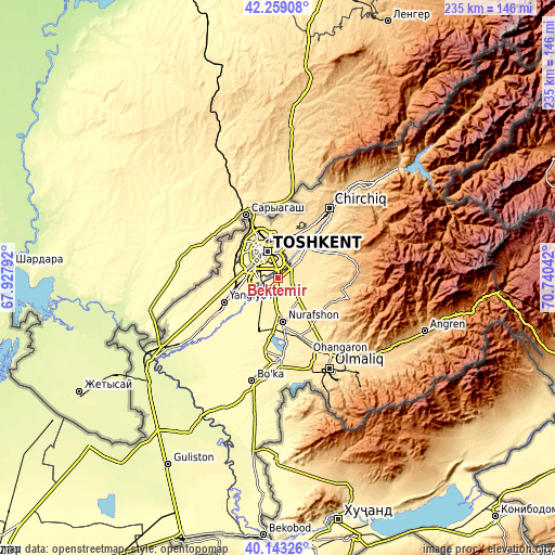Topographic map of Bektemir