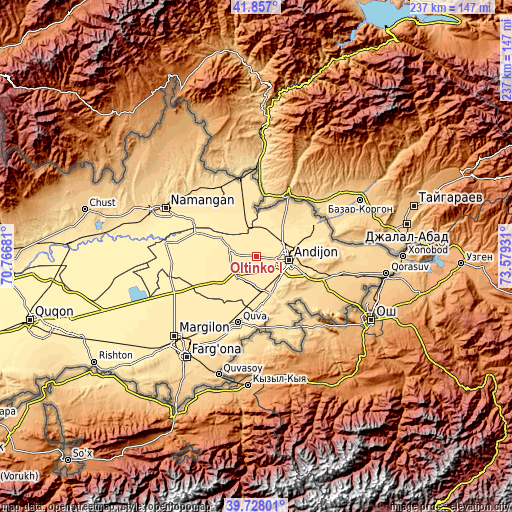 Topographic map of Oltinko‘l