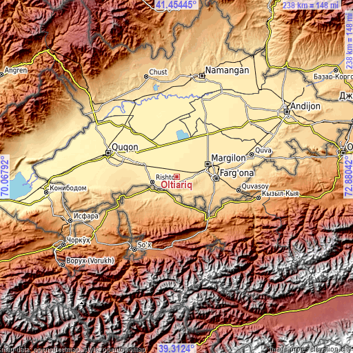 Topographic map of Oltiariq