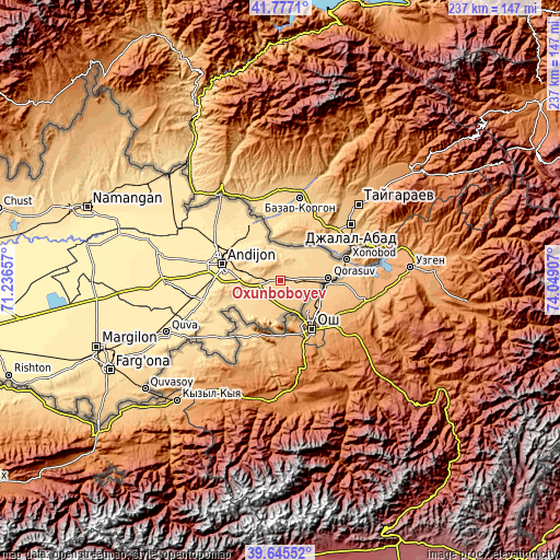 Topographic map of Oxunboboyev