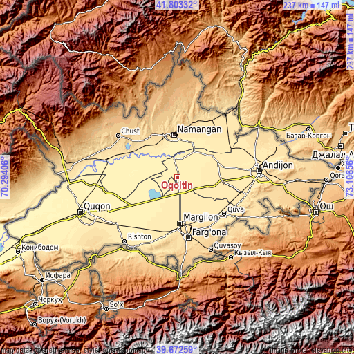 Topographic map of Oqoltin