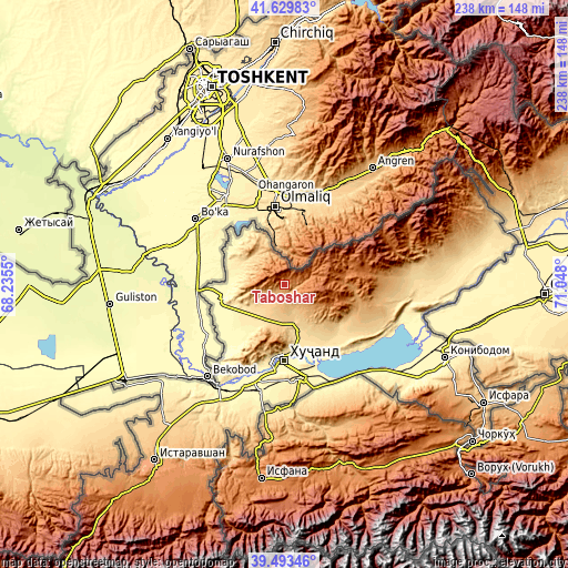 Topographic map of Taboshar