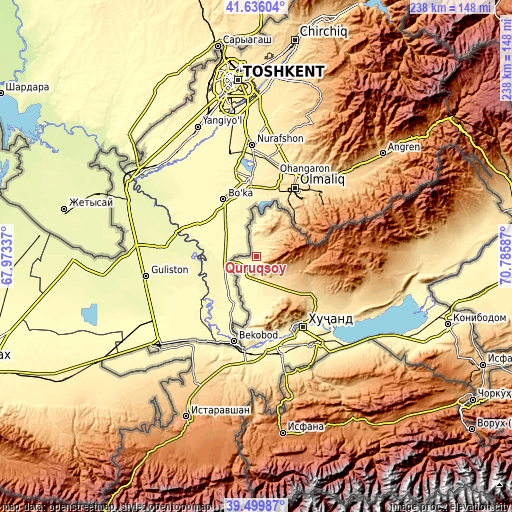 Topographic map of Quruqsoy