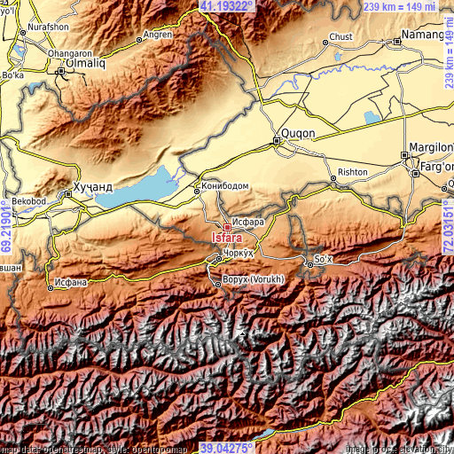 Topographic map of Isfara