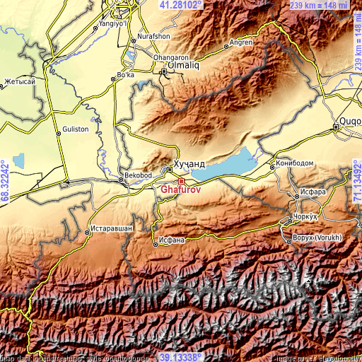 Topographic map of Ghafurov