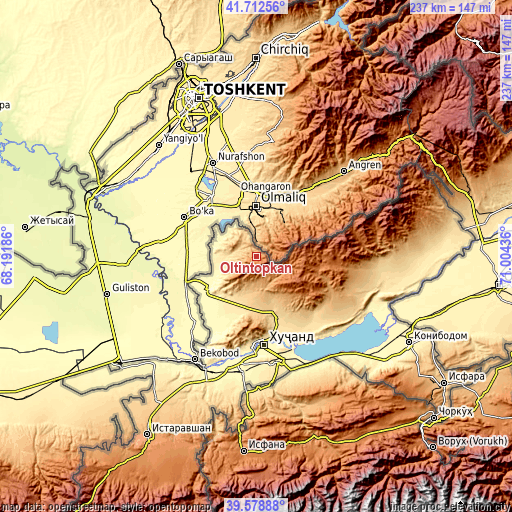Topographic map of Oltintopkan