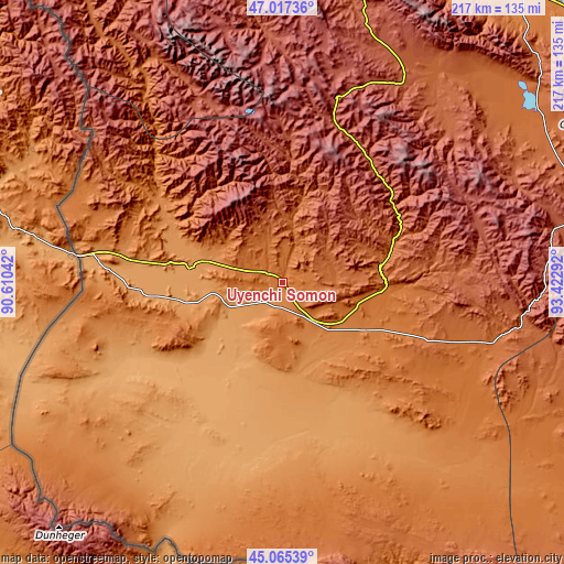 Topographic map of Uyenchi Somon