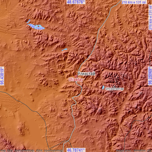 Topographic map of Uliastay