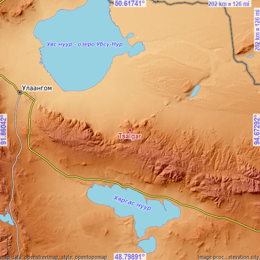 Topographic map of Tsalgar