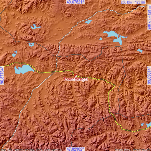 Topographic map of Tosontsengel