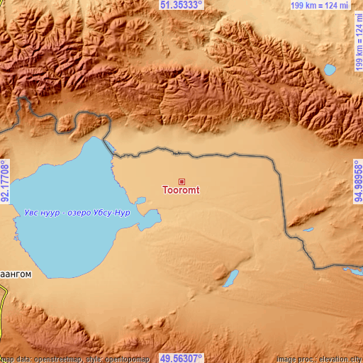 Topographic map of Tooromt