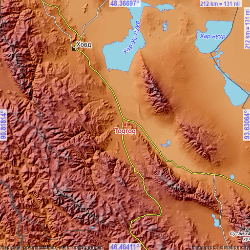 Topographic map of Tögrög