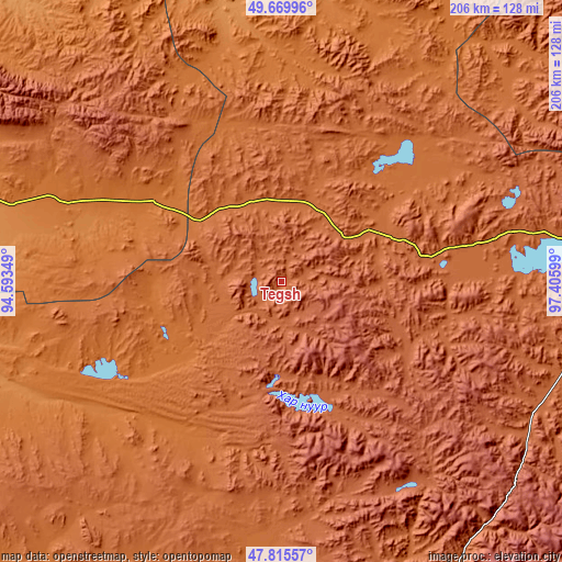 Topographic map of Tegsh