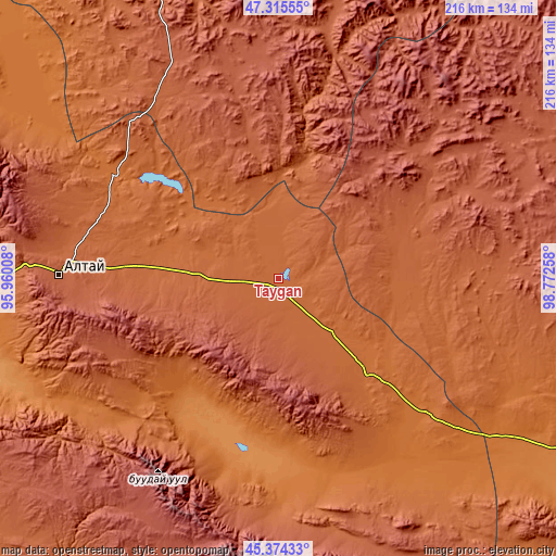 Topographic map of Taygan