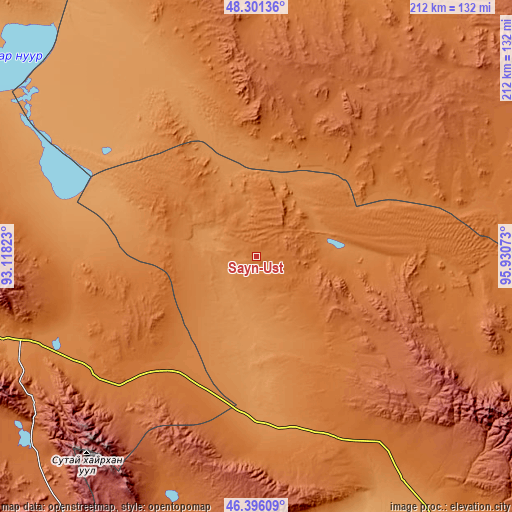 Topographic map of Sayn-Ust