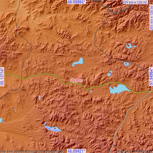 Topographic map of Oygon