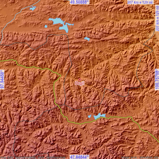 Topographic map of Orgil