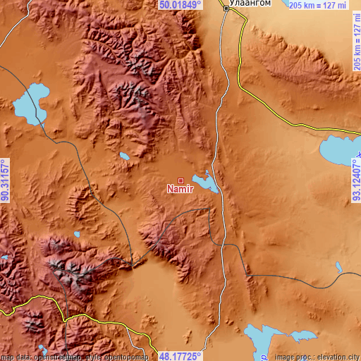 Topographic map of Namir