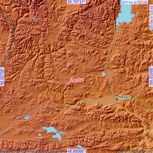 Topographic map of Mandal