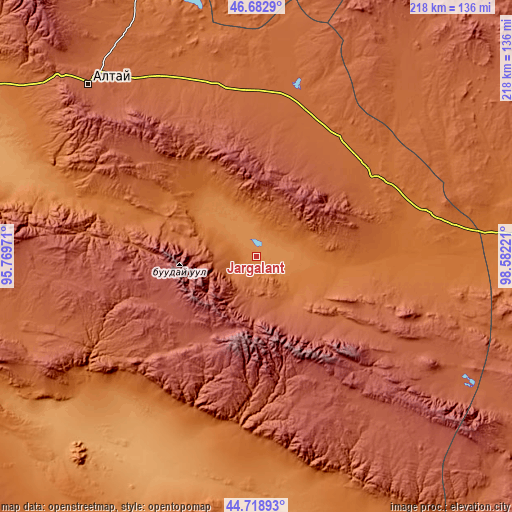 Topographic map of Jargalant