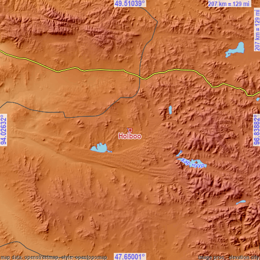 Topographic map of Holboo