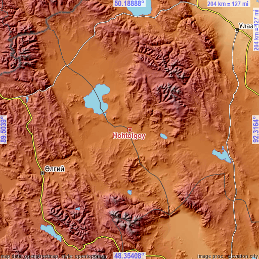 Topographic map of Höhtolgoy