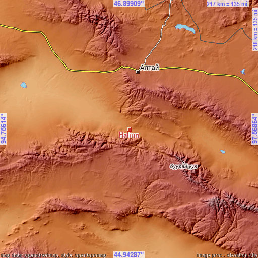 Topographic map of Haliun