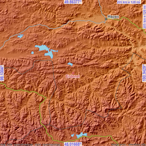 Topographic map of Erdenet