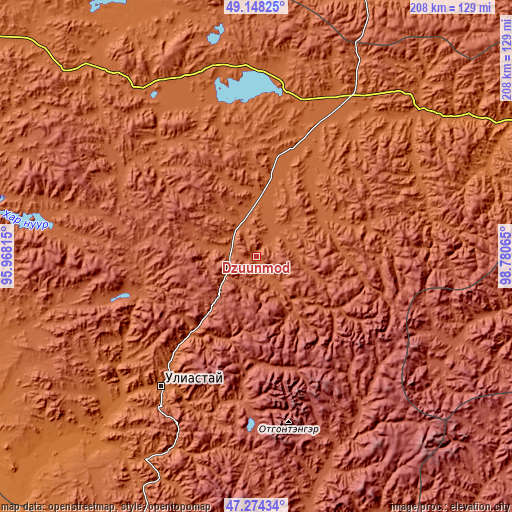 Topographic map of Dzuunmod