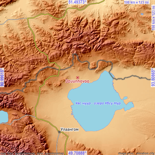 Topographic map of Dzüünhövöö