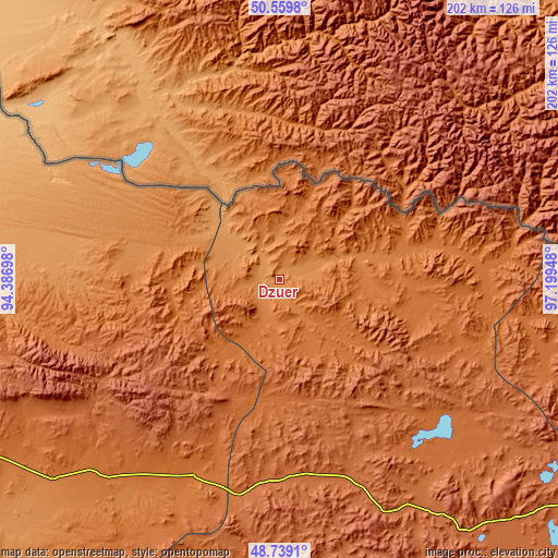 Topographic map of Dzür