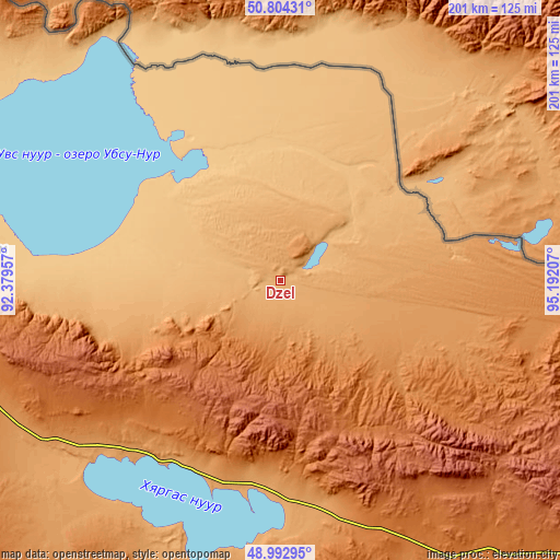 Topographic map of Dzel