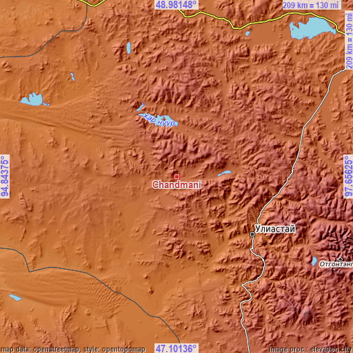 Topographic map of Chandmanĭ