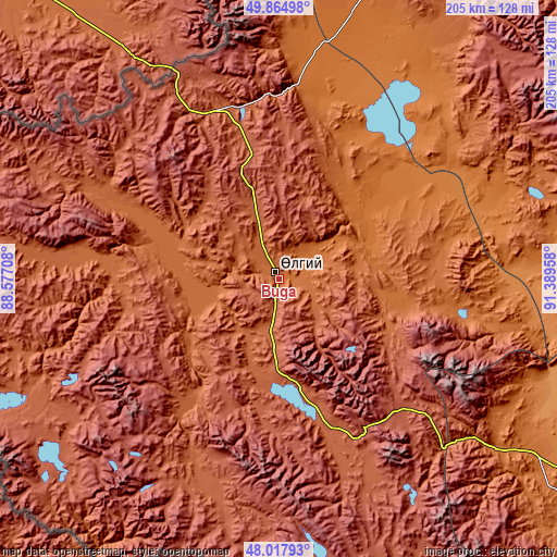 Topographic map of Buga